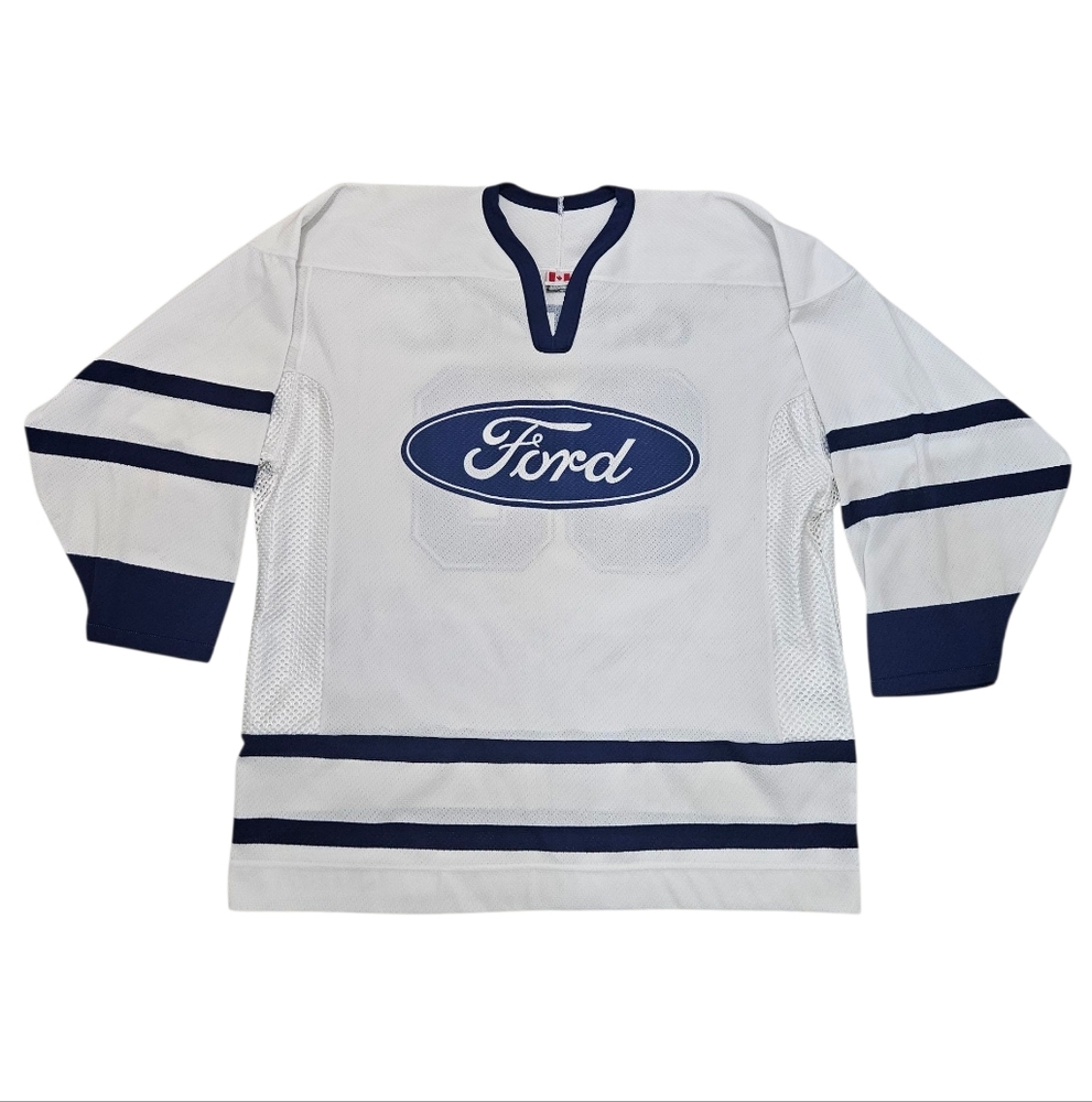 Wayne Gretzky #99 Ford CCM Hockey Jersey – White/Blue – XL